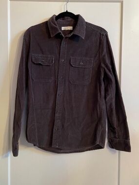 Gray Aeropostale corduroy shirt Women's S small button up 100% Cotton spring top